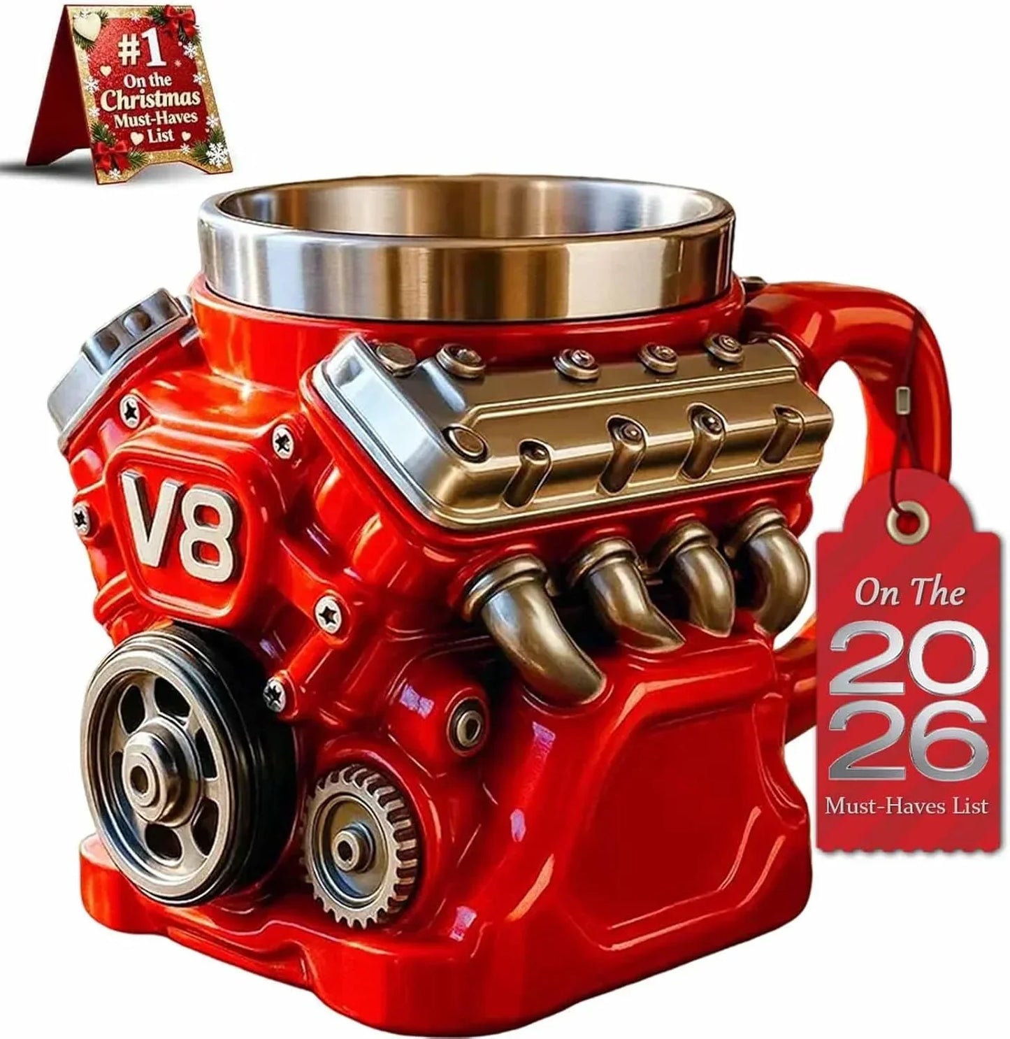 Retro Engine Coffee Mug, V8 Engines Stainless Steel Cup